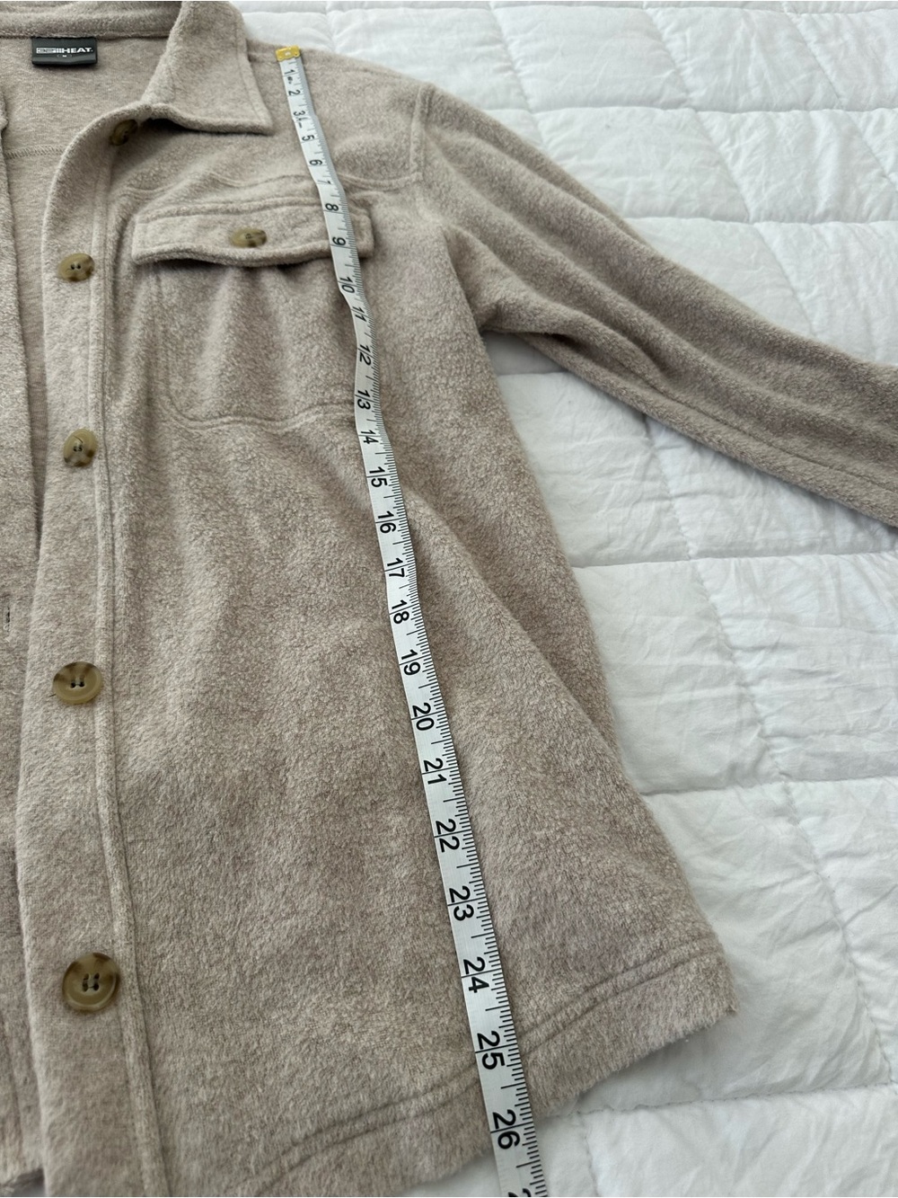 Light Beige Button-Front Shirt - Picture 6 of 8